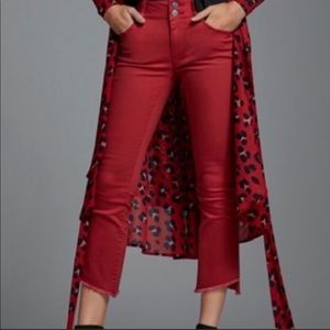 CABI 5692 High Low Crop Raw Hem Straight Leg Jeans, Size 16